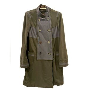 Diane Von Furstenberg Olive and Gray Military-Style Trench Coat